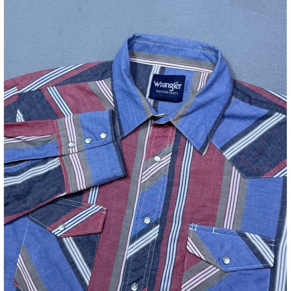VINTAGE Wrangler Western Shirt Mens L Pearl Snap Colorblock Rodeo Cowboy 90s
